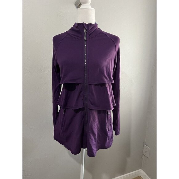 Athleta Jacket Women Small Tiered Purple Stretchy With Pockets - Picture 1 of 11